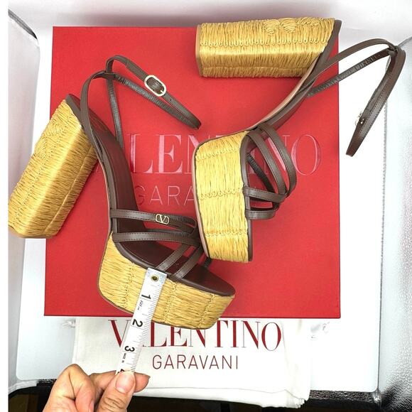 VALENTINO GARAVANI cacao & Tobacco Raflower espadrille Sandal 40 - Picture 15 of 16